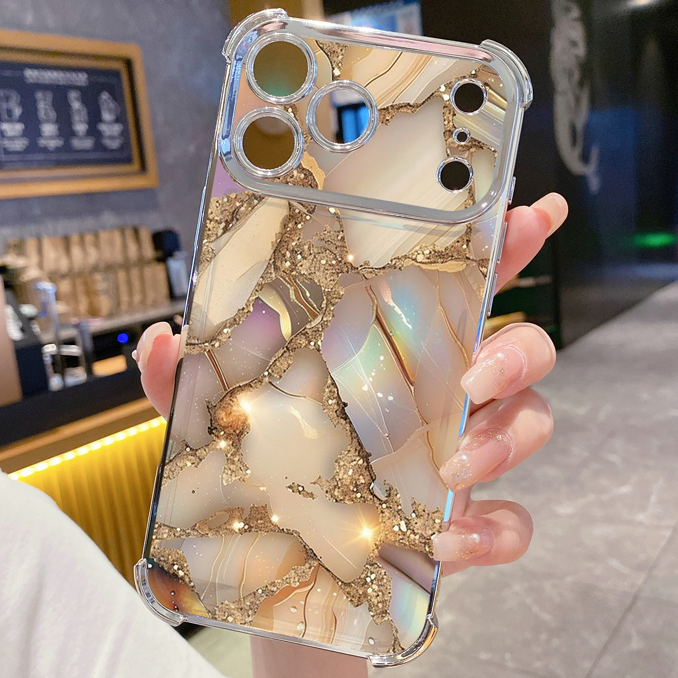 for iPhone 17 Pro Max 16 15 14 Plus Plating Phone Case Shockproof Cover Luxury Marble