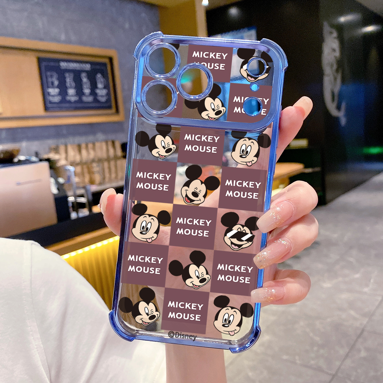 for iPhone 17 Pro Max 16 15 14 Plus Plating Phone Case Shockproof Cover Funny Face Mickey Minnie Plaid