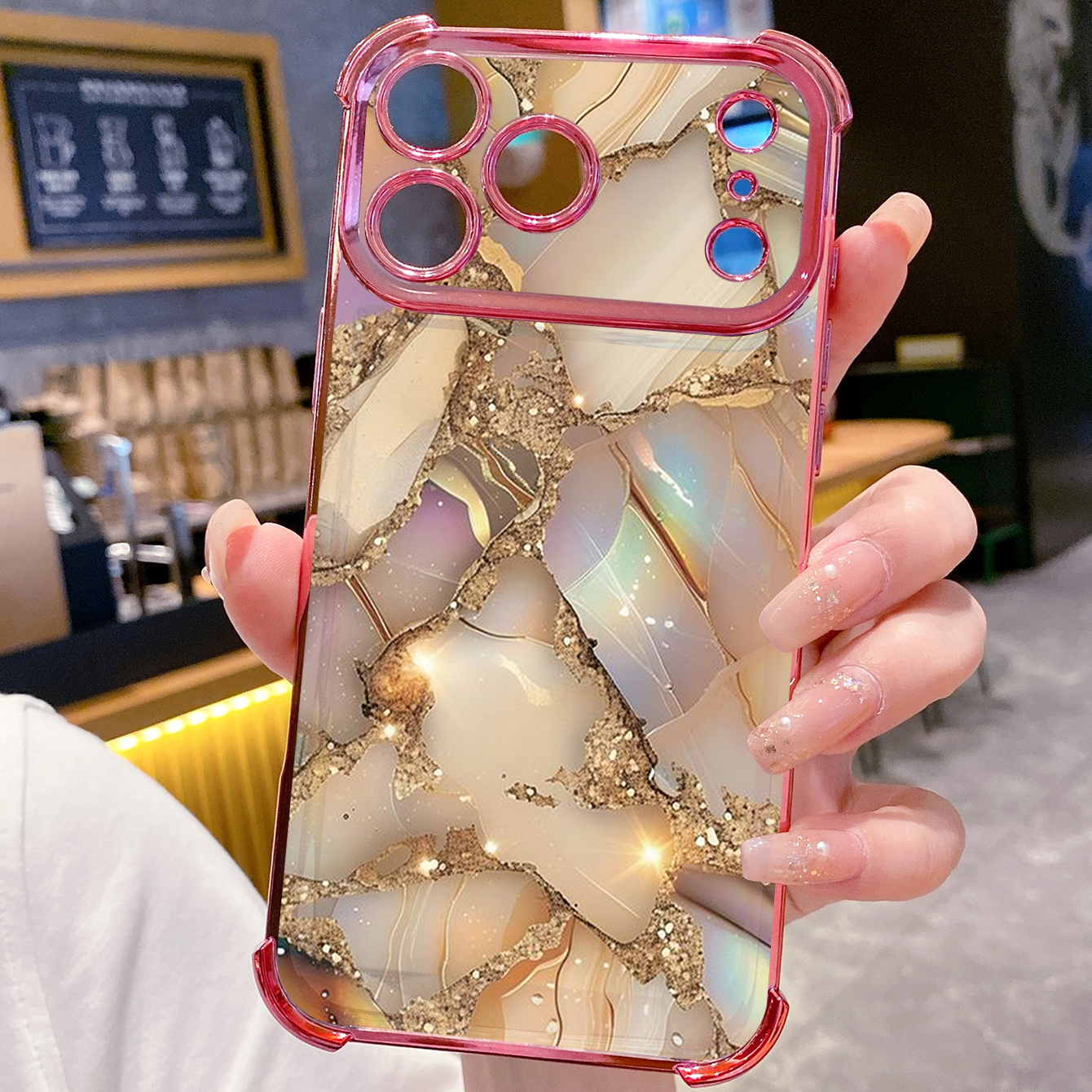 for iPhone 17 Pro Max 16 15 14 Plus Plating Phone Case Shockproof Cover Luxury Marble