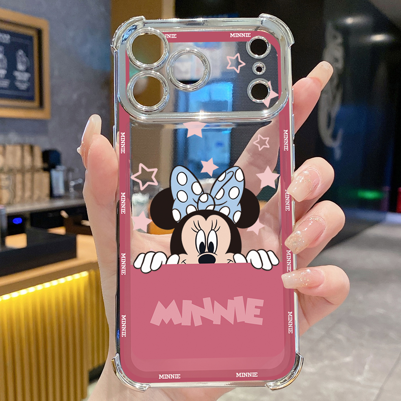 for iPhone 17 Pro Max 16 15 14 Plus Plating Phone Case Shockproof Cover Couple Mickey Minnie