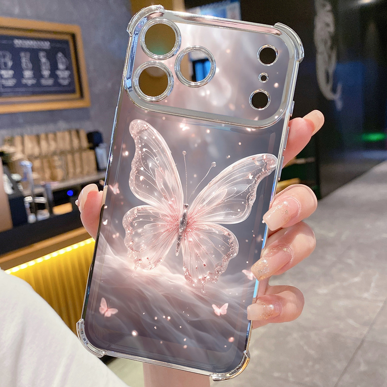 for iPhone 17 Pro Max 16 15 14 Plus Plating Phone Case Shockproof Cover Bling Butterfly Tree