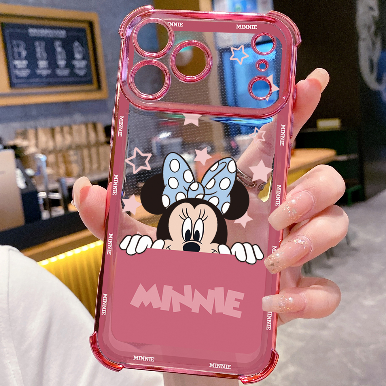 for iPhone 17 Pro Max 16 15 14 Plus Plating Phone Case Shockproof Cover Couple Mickey Minnie