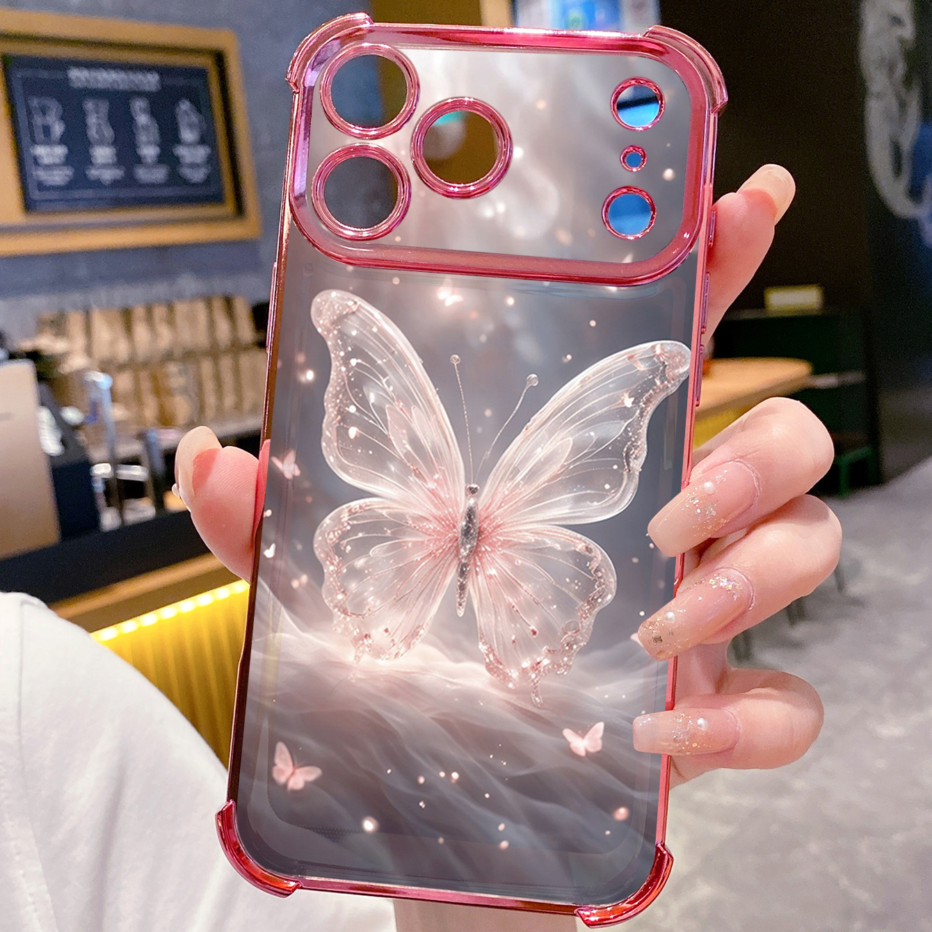 for iPhone 17 Pro Max 16 15 14 Plus Plating Phone Case Shockproof Cover Bling Butterfly Tree