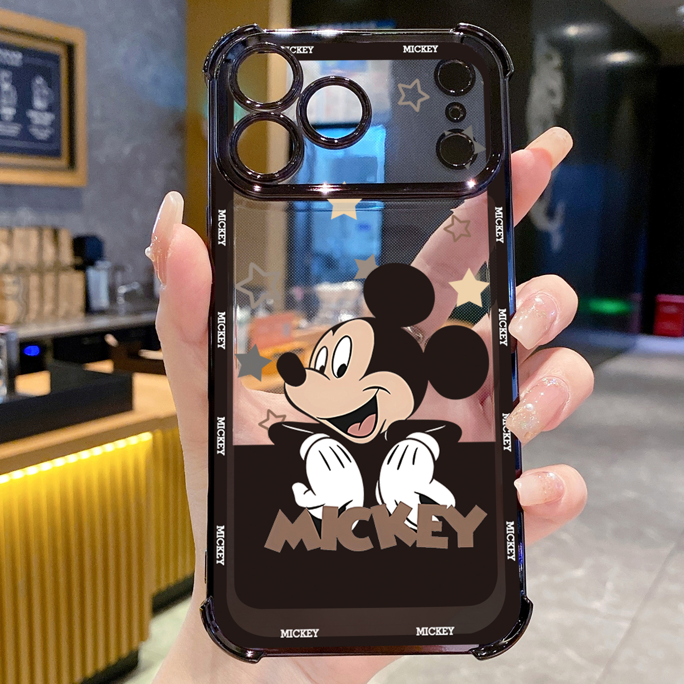 for iPhone 17 Pro Max 16 15 14 Plus Plating Phone Case Shockproof Cover Couple Mickey Minnie