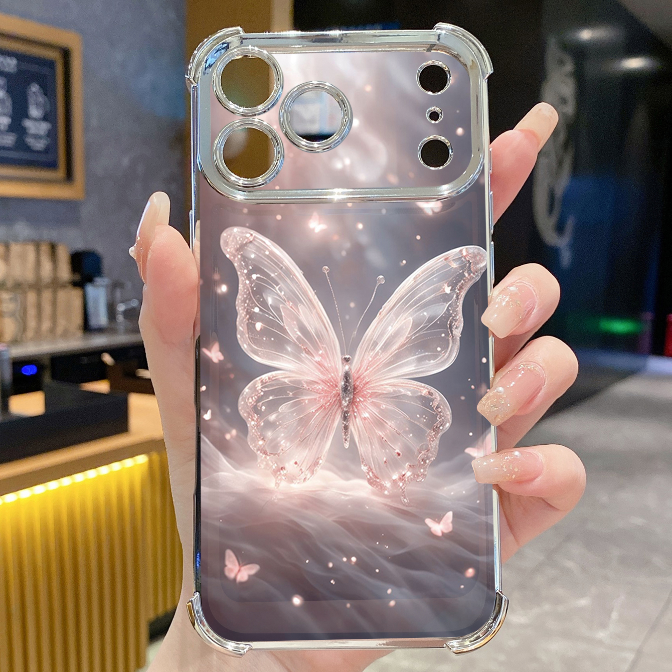 for iPhone 17 Pro Max 16 15 14 Plus Plating Phone Case Shockproof Cover Bling Butterfly Tree