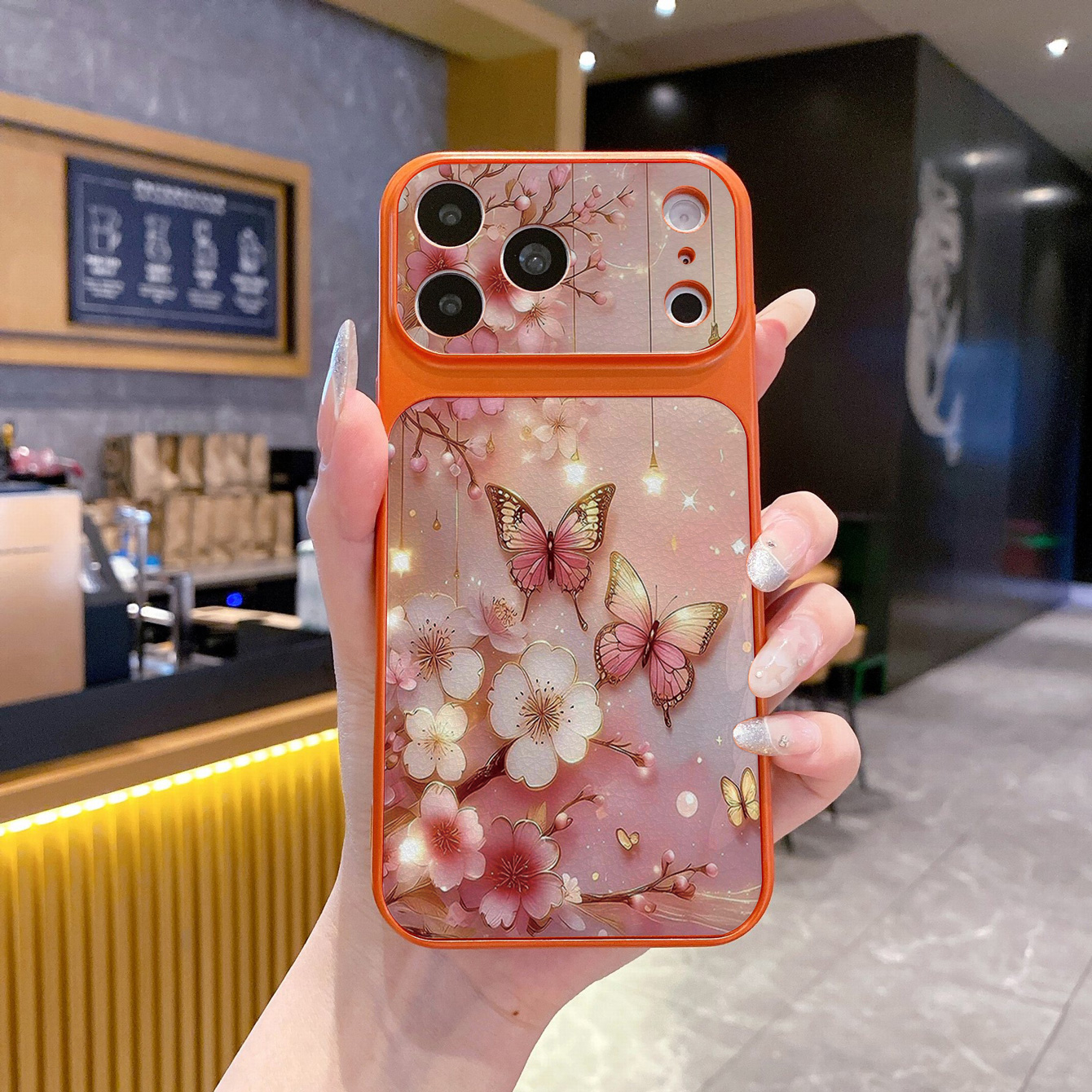 for iPhone 18 17 Pro Max 16 15 14 Plus Phone Case PU Leather Shockproof Cover Flower Butterfly
