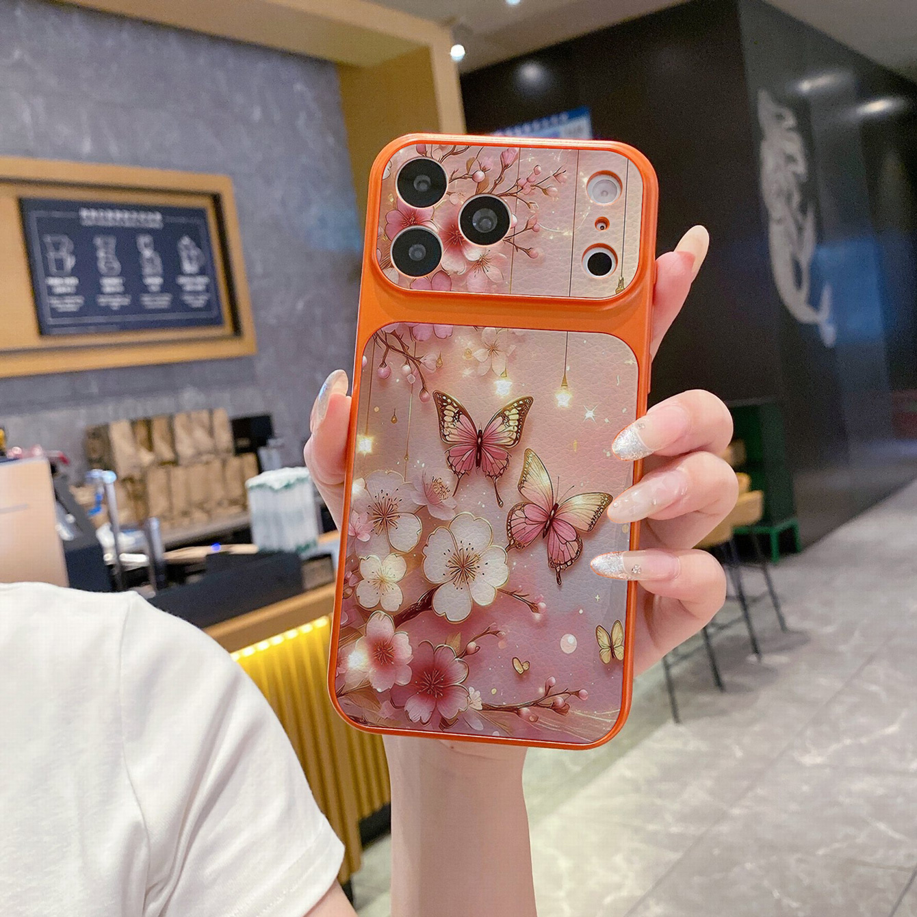for iPhone 18 17 Pro Max 16 15 14 Plus Phone Case PU Leather Shockproof Cover Flower Butterfly