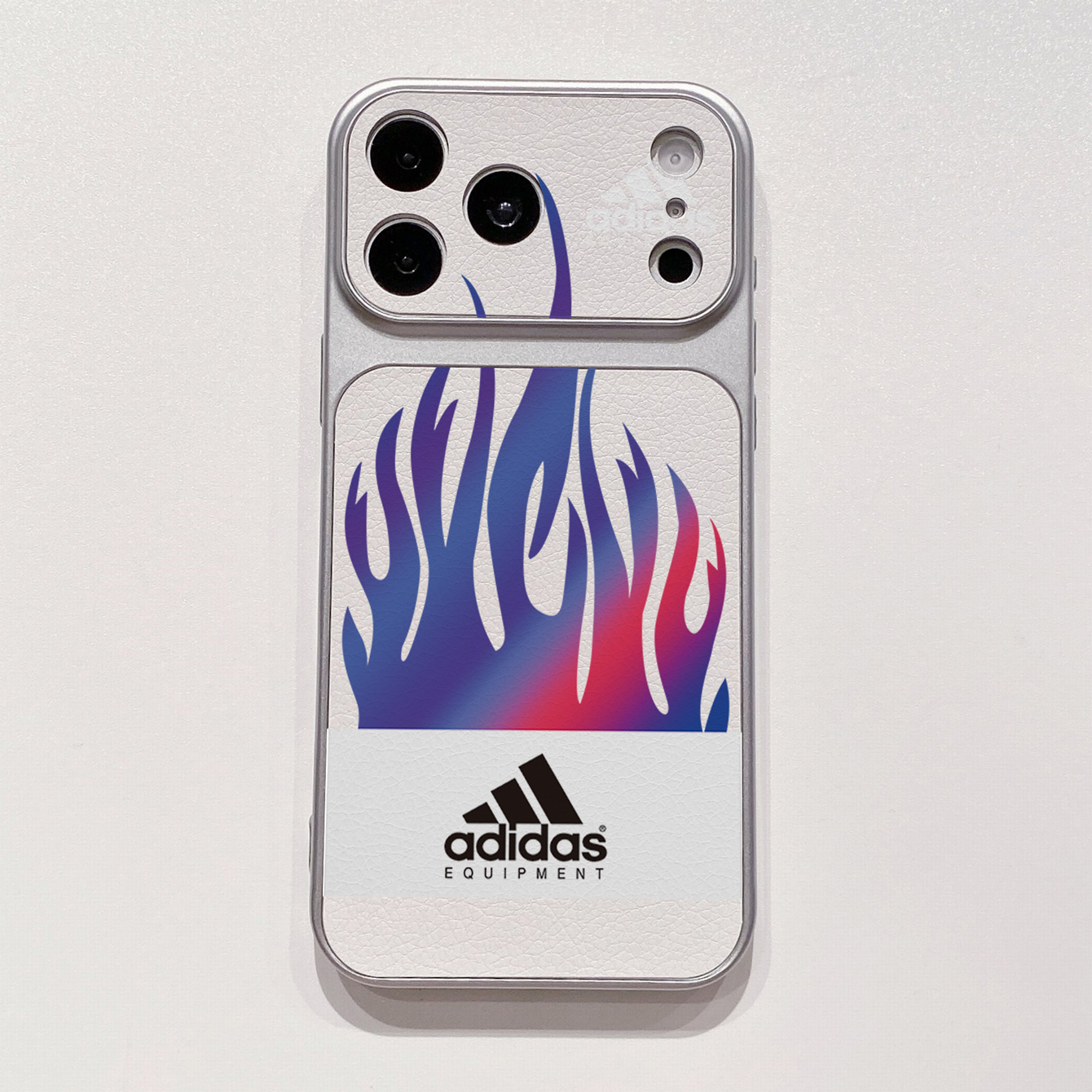 for iPhone 18 17 Pro Max 16 15 14 Plus Phone Case PU Leather Shockproof Cover Adidas Flame