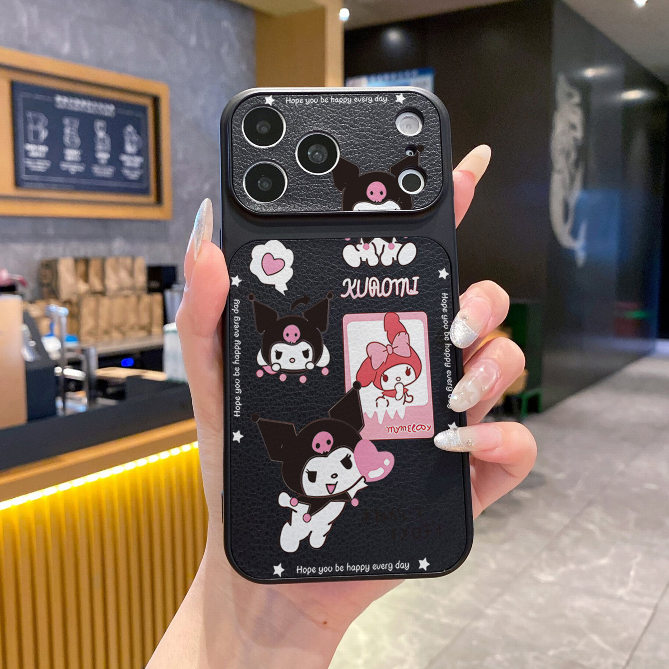 for iPhone 18 17 Pro Max 16 15 14 Plus Phone Case PU Leather Shockproof Cover Cute Kuromi My Melody