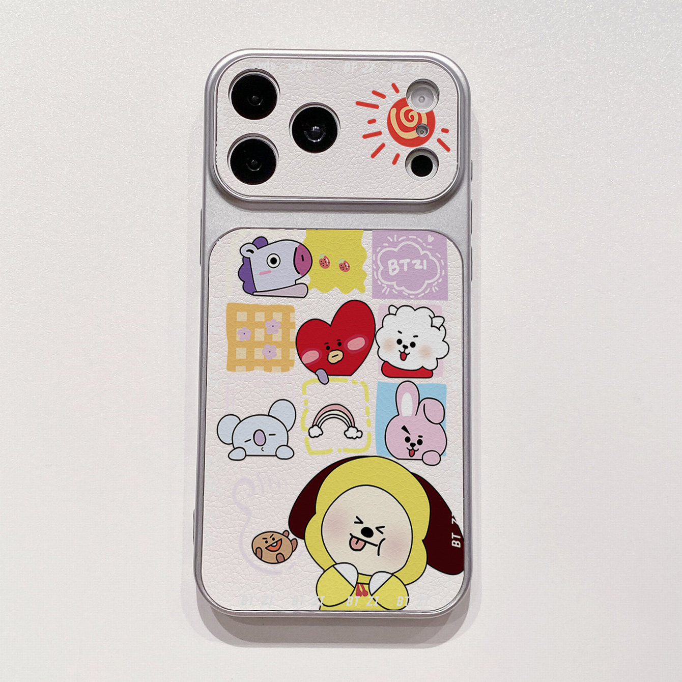 for iPhone 18 17 Pro Max 16 15 14 Plus Phone Case PU Leather Shockproof Cover Fashion BTS BT21