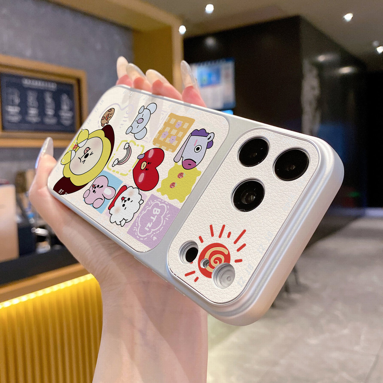 for iPhone 18 17 Pro Max 16 15 14 Plus Phone Case PU Leather Shockproof Cover Fashion BTS BT21
