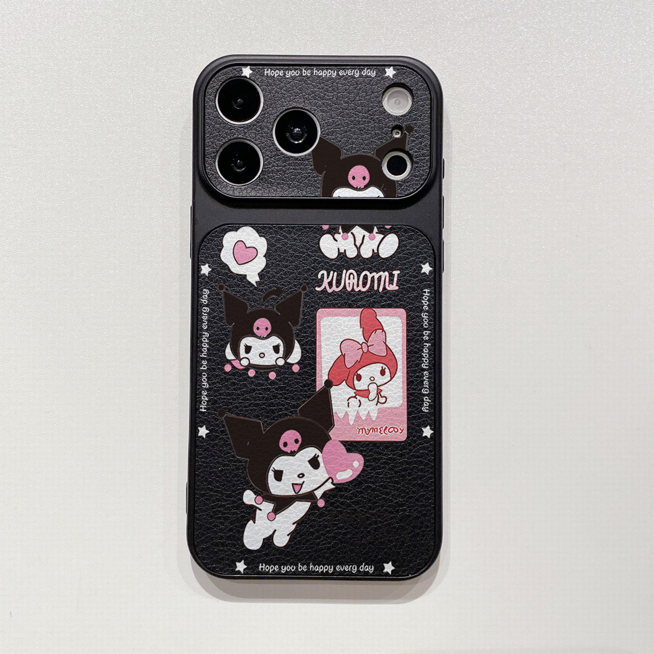 for iPhone 18 17 Pro Max 16 15 14 Plus Phone Case PU Leather Shockproof Cover Cute Kuromi My Melody