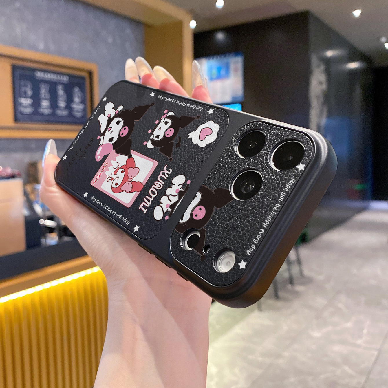 for iPhone 18 17 Pro Max 16 15 14 Plus Phone Case PU Leather Shockproof Cover Cute Kuromi My Melody