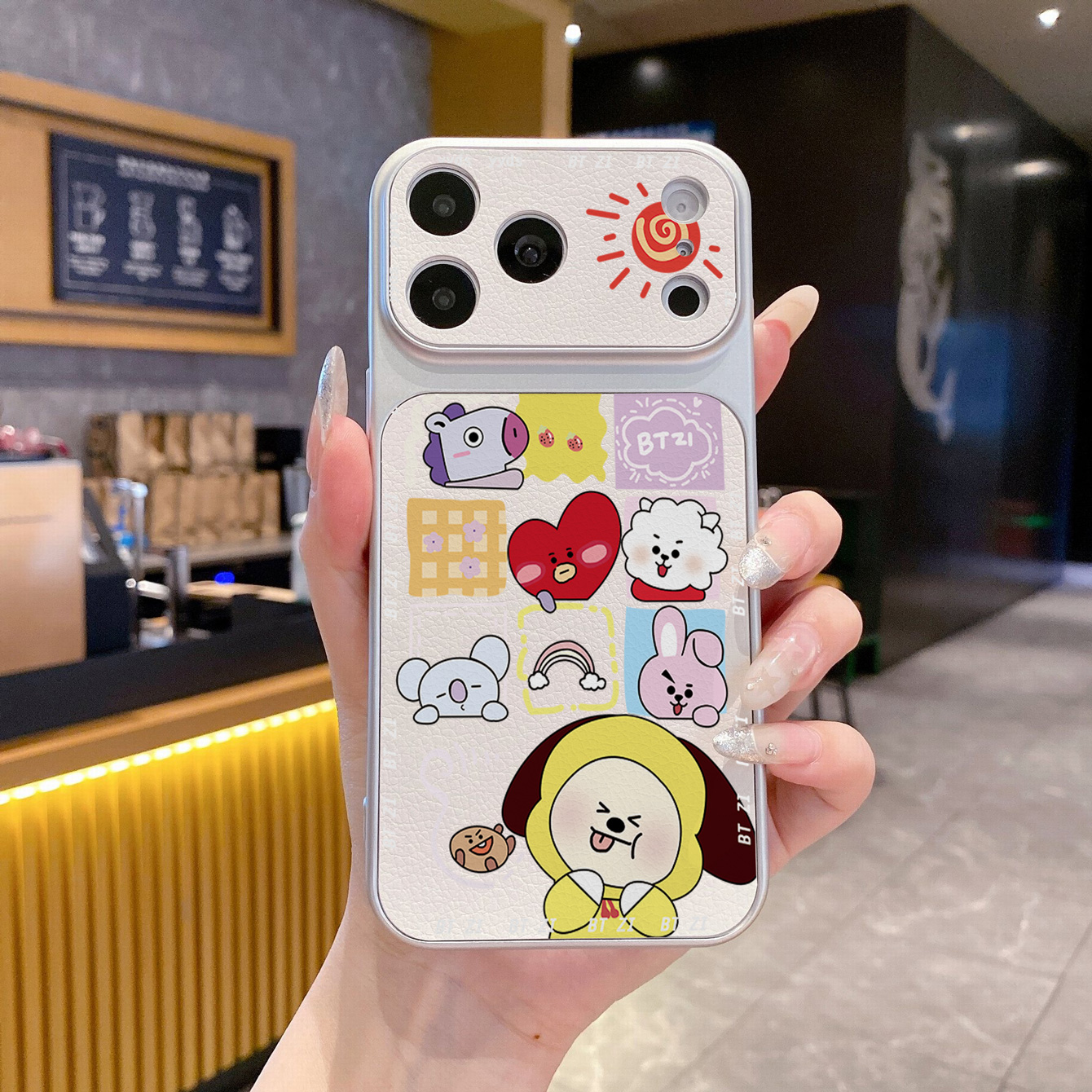 for iPhone 18 17 Pro Max 16 15 14 Plus Phone Case PU Leather Shockproof Cover Fashion BTS BT21