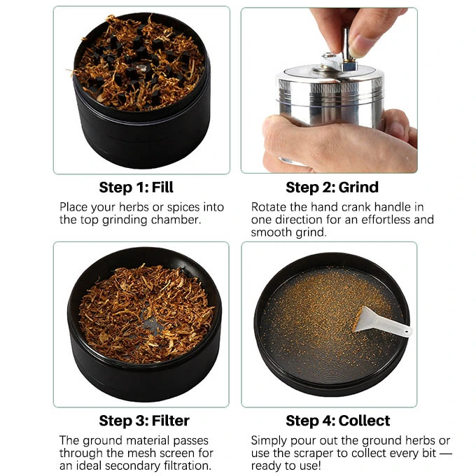 4-Layer Zinc Alloy Metal Herb Herbal Household Commodity Spice Crusher Kitchen Grinder Cigarette Tools