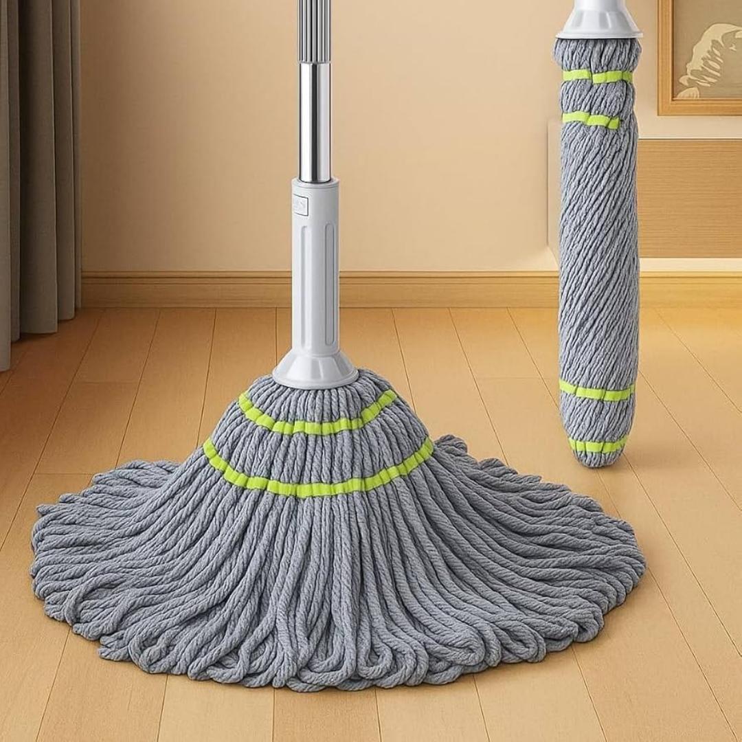Self-Wringing Microfiber Twist Mop with Adjustable Telescopic Handle