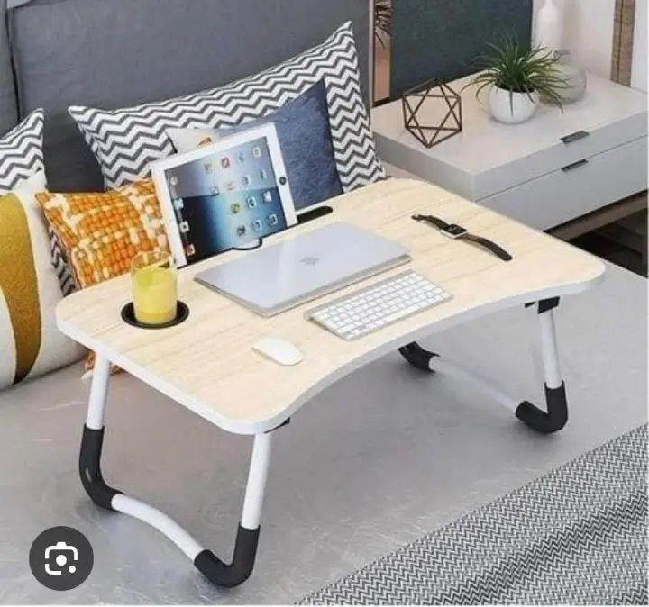Multi-purpose foldable portable laptop desk study table with tablet slot and drink slot