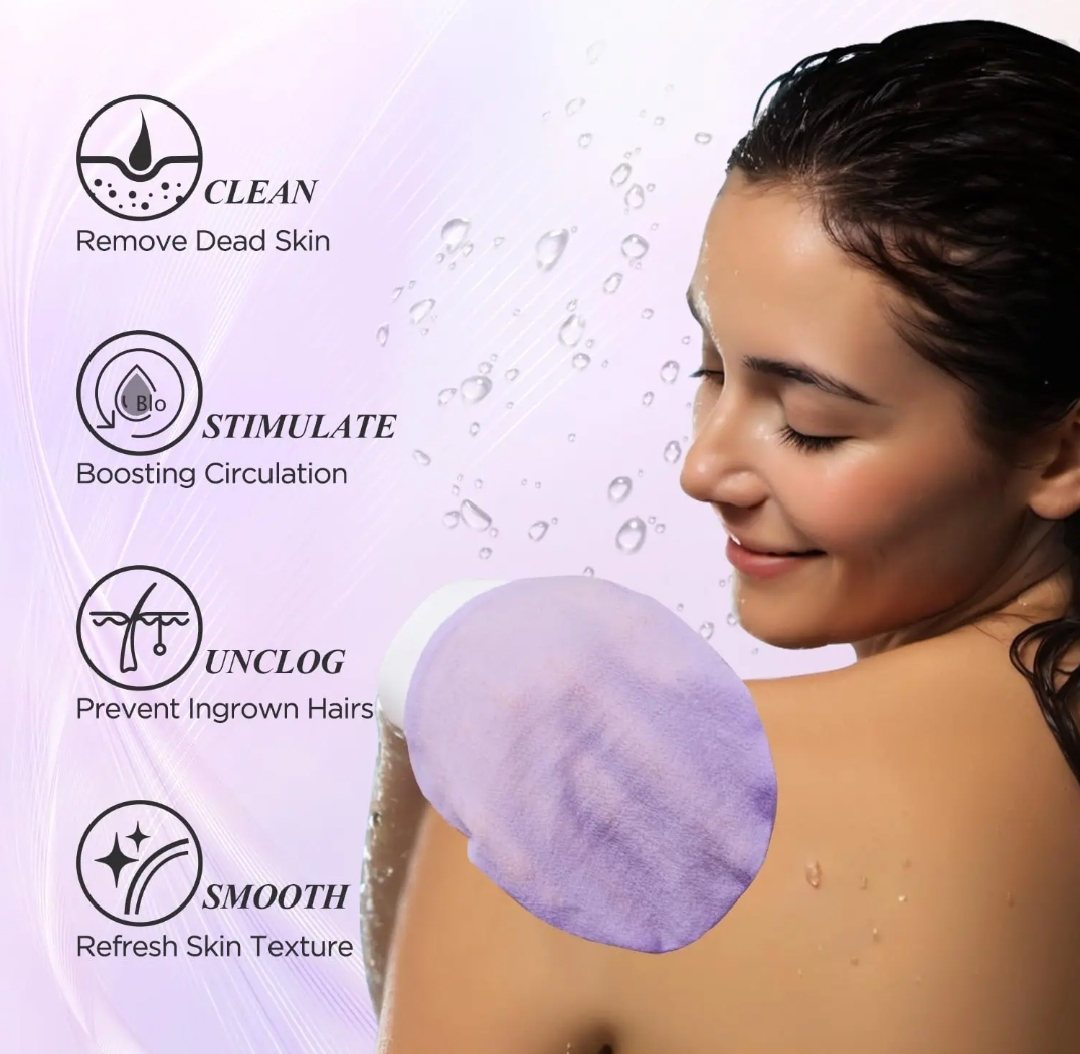 DOUBLE SIDED MORACCAN BATH BEAUTY GLOVE DEEP EXFOLIATING BODY SCRUB HELPS TO EXFOLIATE, UNCLOG PORES, EVEN SKIN TONE, STIMULATE BLOOD CIRCULATION SMOOTHEN AND SOFTEN SKIN REMOVE DEAD SKIN