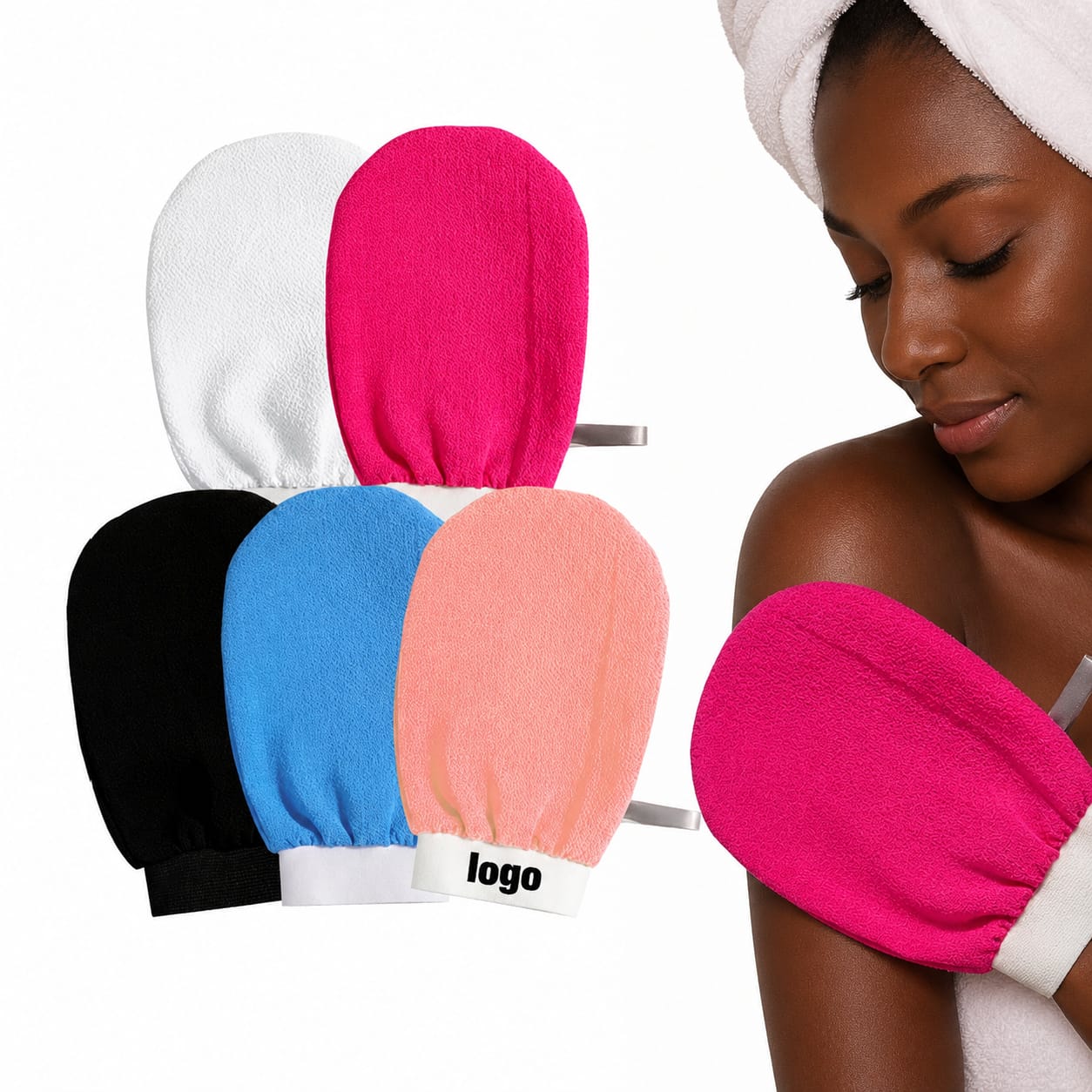 DOUBLE SIDED MORACCAN BATH BEAUTY GLOVE DEEP EXFOLIATING BODY SCRUB HELPS TO EXFOLIATE, UNCLOG PORES, EVEN SKIN TONE, STIMULATE BLOOD CIRCULATION SMOOTHEN AND SOFTEN SKIN REMOVE DEAD SKIN
