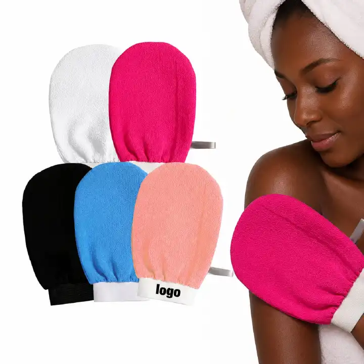 DOUBLE SIDED MORACCAN BATH BEAUTY GLOVE DEEP EXFOLIATING BODY SCRUB HELPS TO EXFOLIATE, UNCLOG PORES, EVEN SKIN TONE, STIMULATE BLOOD CIRCULATION SMOOTHEN AND SOFTEN SKIN REMOVE DEAD SKIN