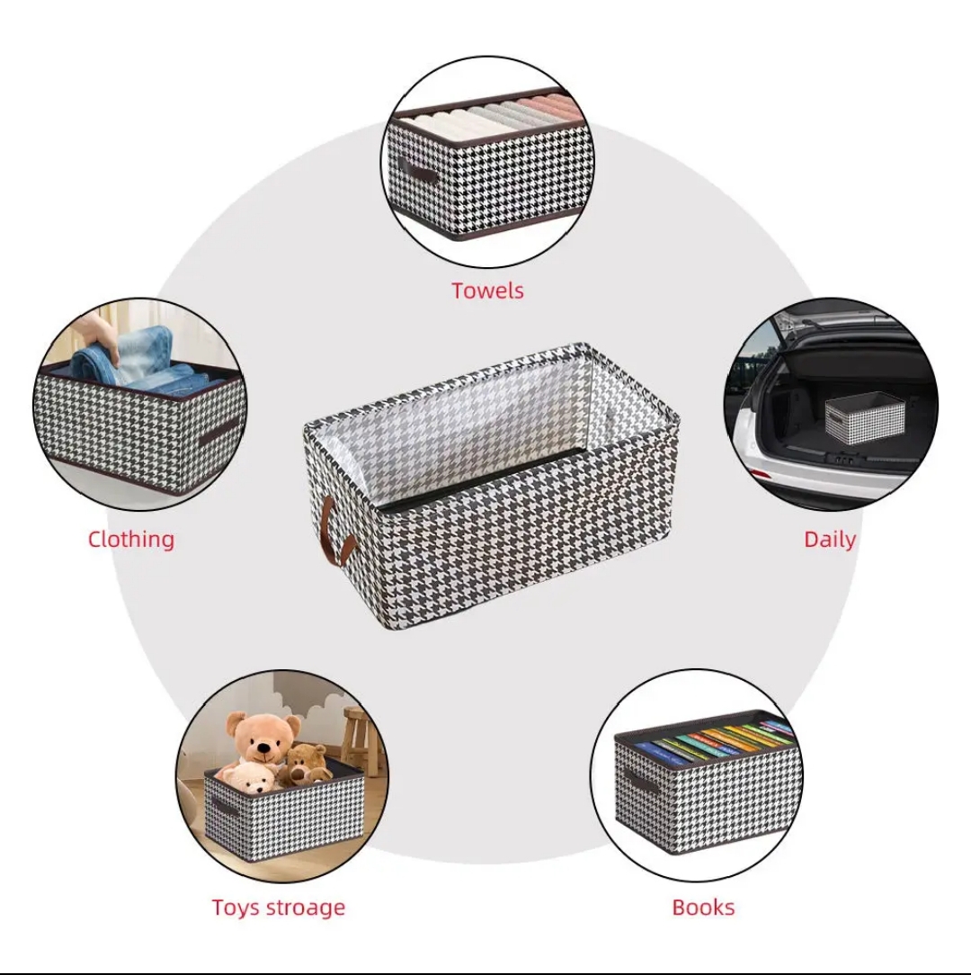 ONE LARGE CAPACITY 47X28X20CM CANVAS MATERIAL FOLDABLE STORAGE ORGANISER MOISTURE PROOF WITH HANDLE AND STEEL FRAME FOR SUPPORT NON WOOVEN FABRIC RECTANGULAR DESIGN