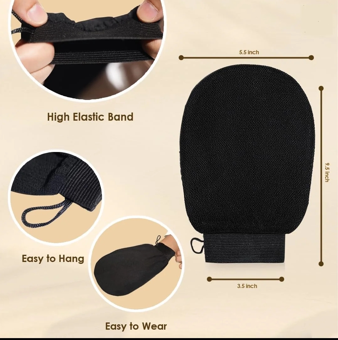 DOUBLE SIDED MORACCAN BATH BEAUTY GLOVE DEEP EXFOLIATING BODY SCRUB HELPS TO EXFOLIATE, UNCLOG PORES, EVEN SKIN TONE, STIMULATE BLOOD CIRCULATION SMOOTHEN AND SOFTEN SKIN REMOVE DEAD SKIN