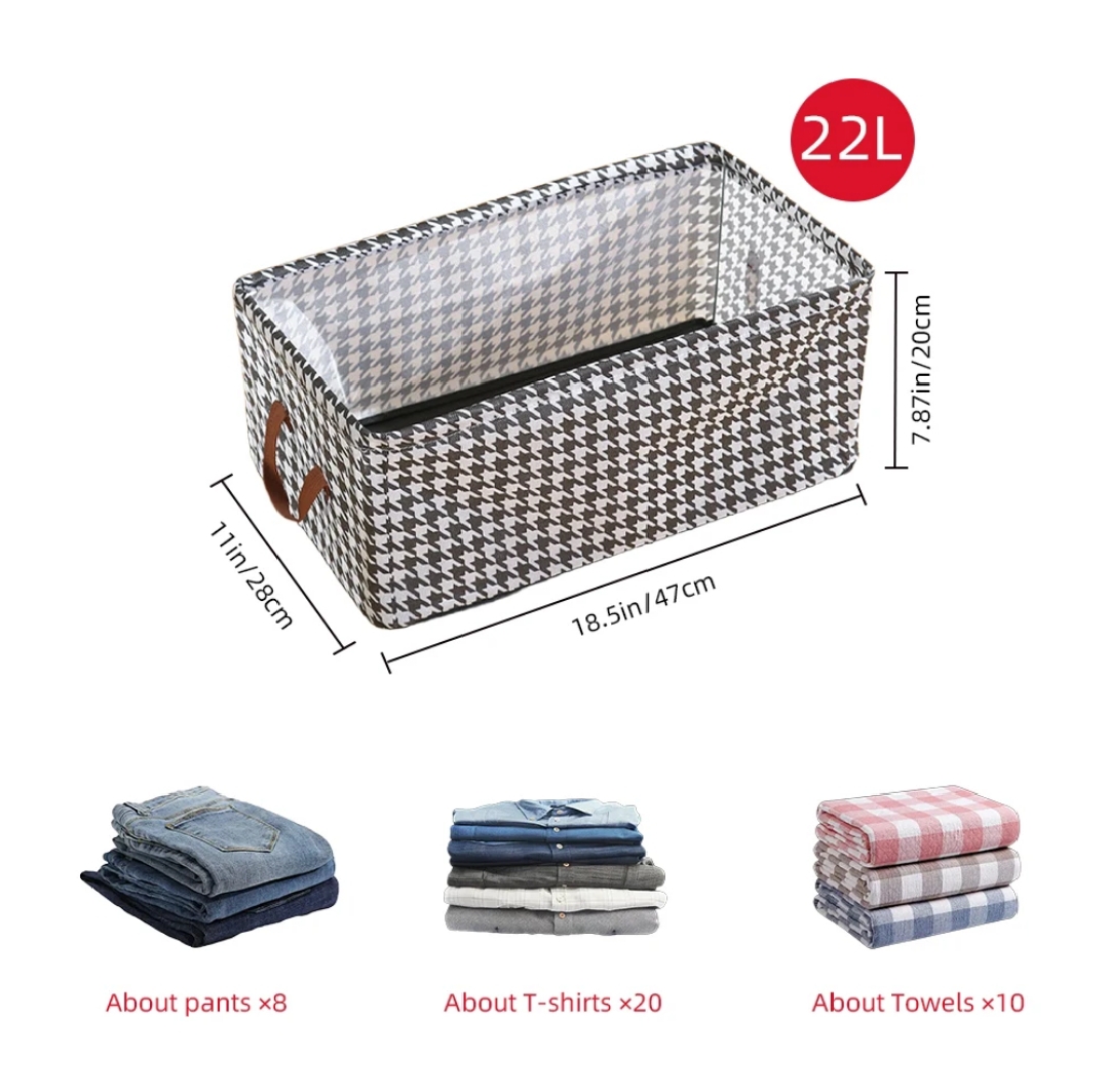 LARGE CAPACITY 47X28X20CM CANVAS MATERIAL FOLDABLE WITH STEEL FRAME FABRIC LAYERED CLOTHES STORAGE ORGANISER WARDROBE BASKET HOUSEHOLD CLOSET ORGANISER.