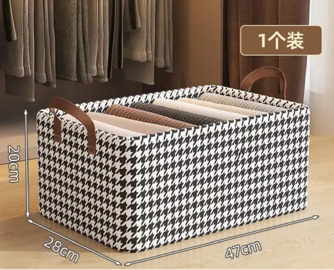 LARGE CAPACITY 47X28X20CM CANVAS MATERIAL FOLDABLE WITH STEEL FRAME FABRIC LAYERED CLOTHES STORAGE ORGANISER WARDROBE BASKET HOUSEHOLD CLOSET ORGANISER.