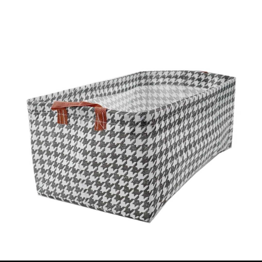 ONE LARGE CAPACITY 47X28X20CM CANVAS MATERIAL FOLDABLE STORAGE ORGANISER MOISTURE PROOF WITH HANDLE AND STEEL FRAME FOR SUPPORT NON WOOVEN FABRIC RECTANGULAR DESIGN