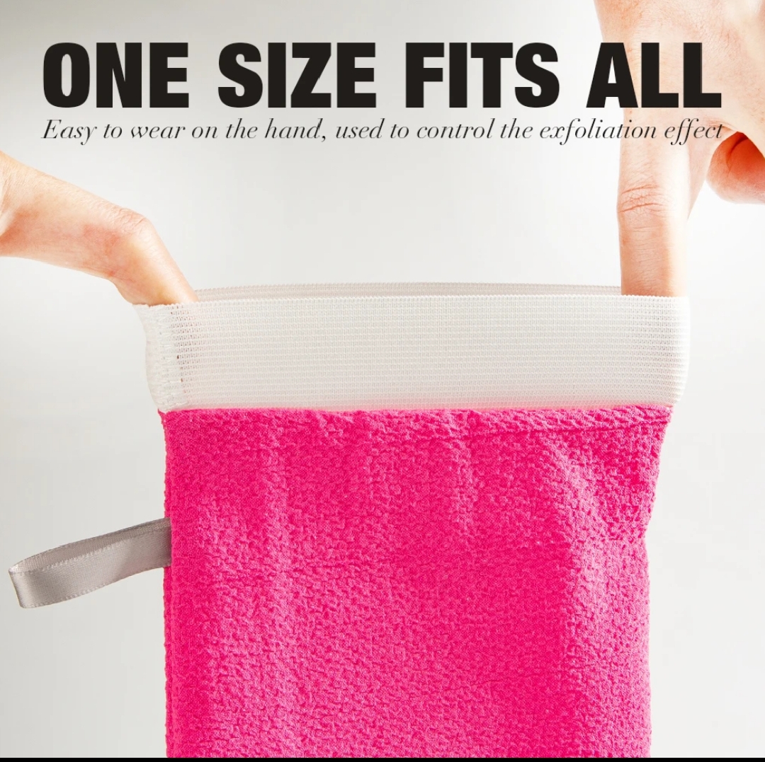 DOUBLE SIDED MORACCAN BATH BEAUTY GLOVE DEEP EXFOLIATING BODY SCRUB HELPS TO EXFOLIATE, UNCLOG PORES, EVEN SKIN TONE, STIMULATE BLOOD CIRCULATION SMOOTHEN AND SOFTEN SKIN REMOVE DEAD SKIN