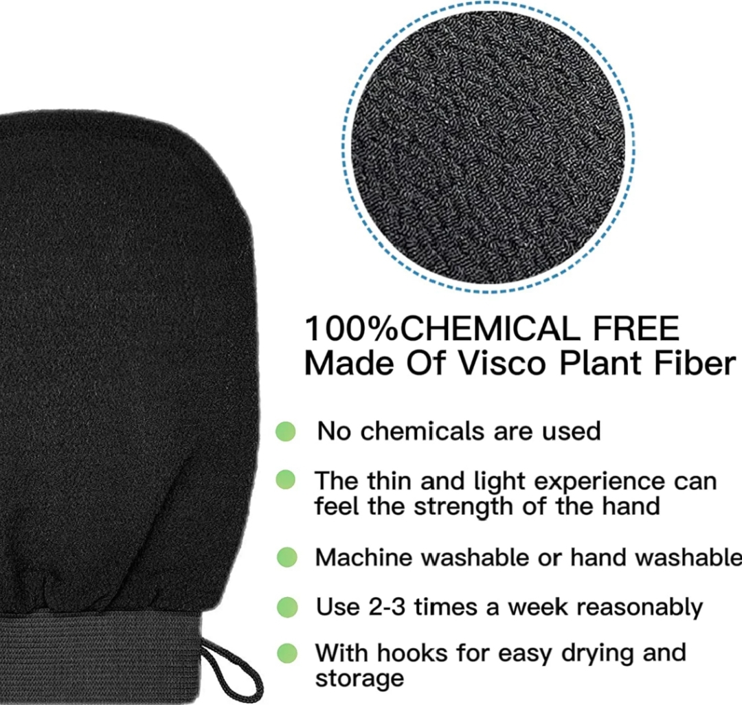 DOUBLE SIDED MORACCAN BATH BEAUTY GLOVE DEEP EXFOLIATING BODY SCRUB HELPS TO EXFOLIATE, UNCLOG PORES, EVEN SKIN TONE, STIMULATE BLOOD CIRCULATION SMOOTHEN AND SOFTEN SKIN REMOVE DEAD SKIN