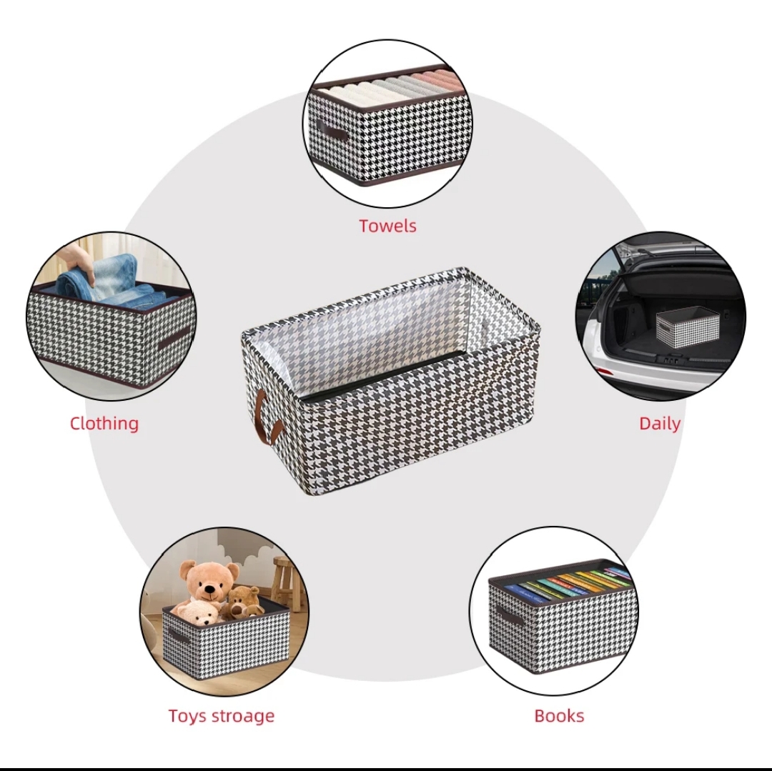 LARGE CAPACITY 47X28X20CM CANVAS MATERIAL FOLDABLE WITH STEEL FRAME FABRIC LAYERED CLOTHES STORAGE ORGANISER WARDROBE BASKET HOUSEHOLD CLOSET ORGANISER.