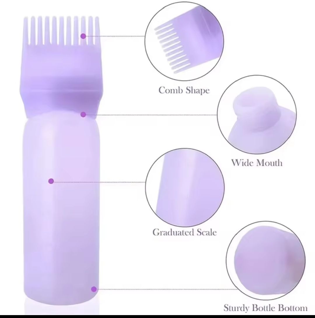 2 PC SET ROOT COMB APPLICATOR BOTTLE PLUS A SCALP AND HAIR MASSAGER SHAMPOO BRUSH FOR HOME AMD SALON USE