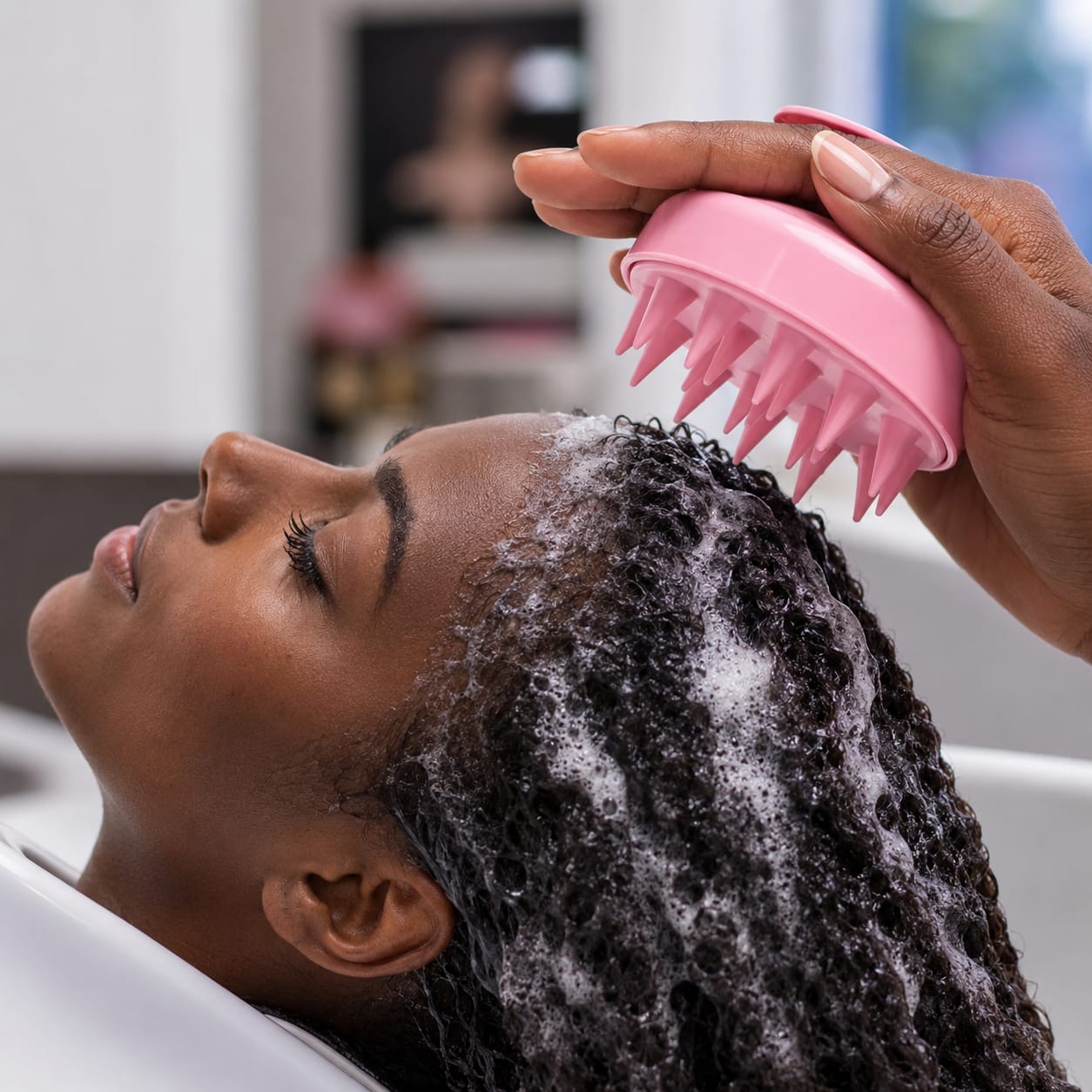 2 PC SET ROOT COMB APPLICATOR BOTTLE PLUS A SCALP AND HAIR MASSAGER SHAMPOO BRUSH FOR HOME AMD SALON USE
