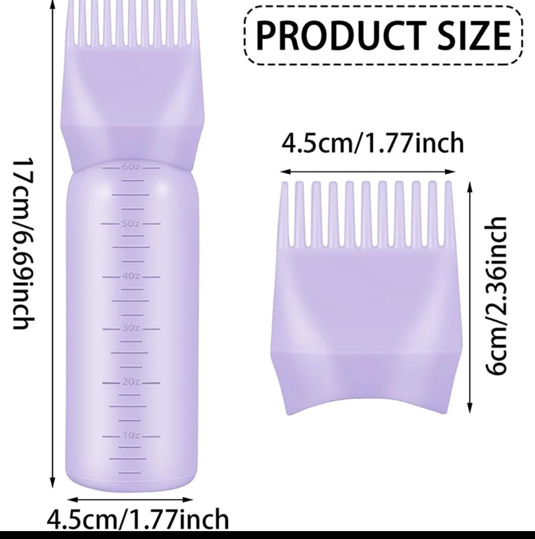 2 PC SET ROOT COMB APPLICATOR BOTTLE PLUS A SCALP AND HAIR MASSAGER SHAMPOO BRUSH FOR HOME AMD SALON USE
