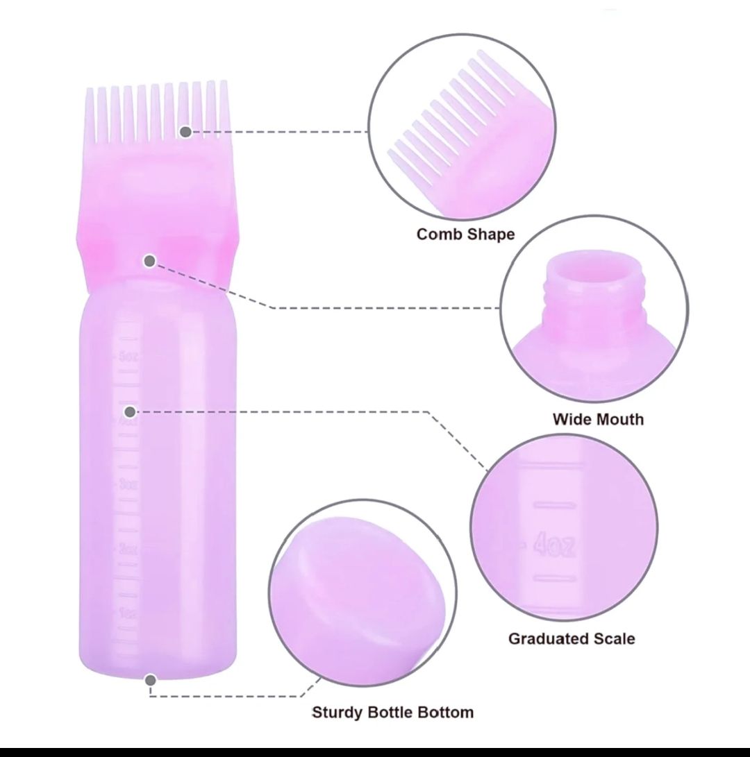 2 PC SET ROOT COMB APPLICATOR BOTTLE PLUS A SCALP AND HAIR MASSAGER SHAMPOO BRUSH FOR HOME AMD SALON USE