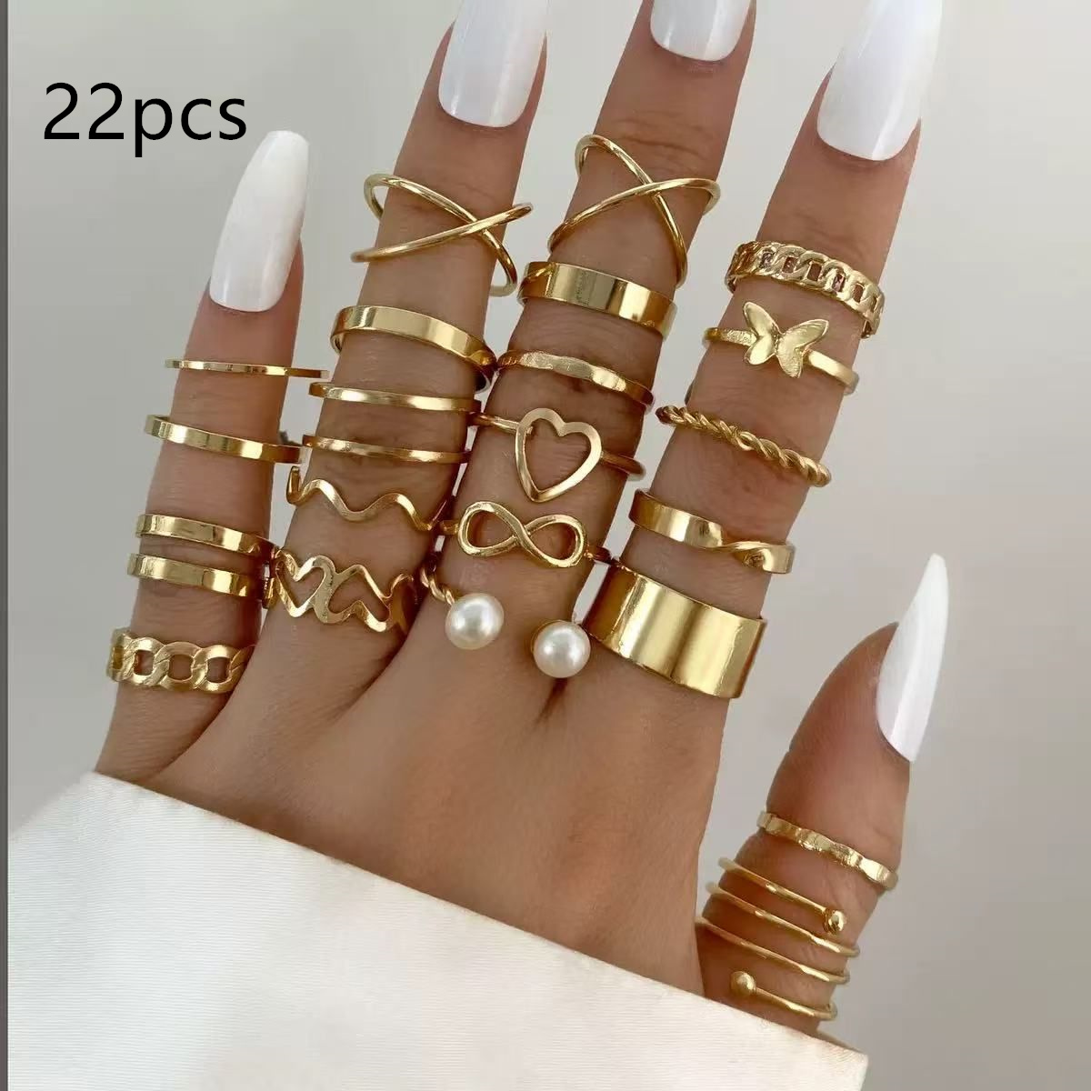 22 23 18 24  PCS /women rings   Butterfly Rings Opening Multioint Rings Set Love Rings Female High Quality Accessories Women's Jewelry Set Used For Shooting Props Or Daily Wear