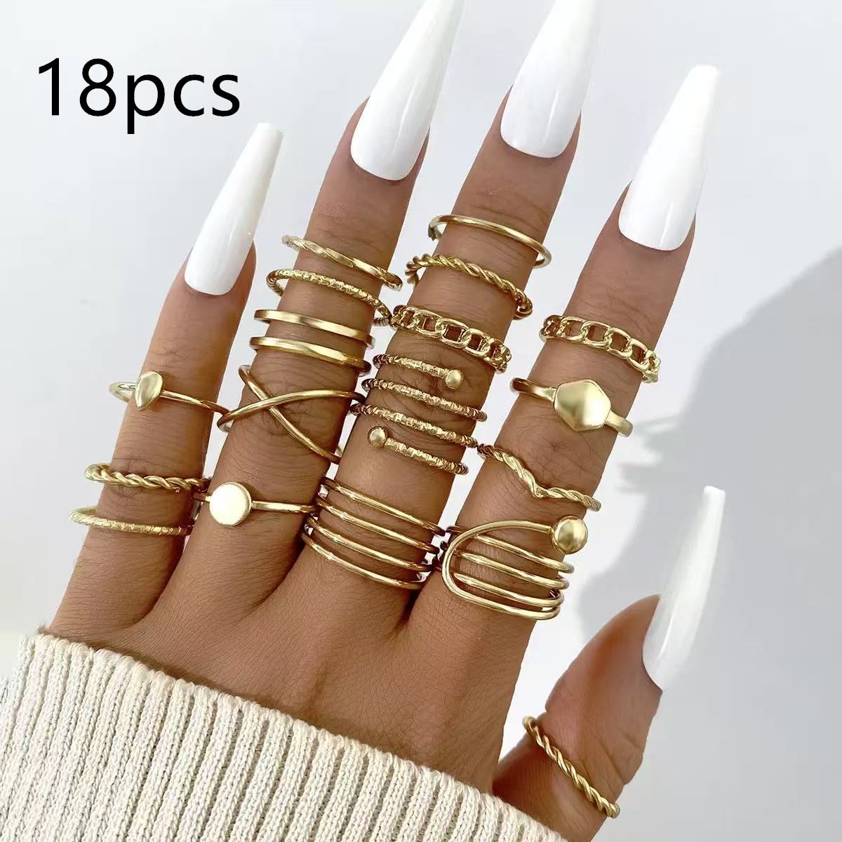 22 23 18 24  PCS /women rings   Butterfly Rings Opening Multioint Rings Set Love Rings Female High Quality Accessories Women's Jewelry Set Used For Shooting Props Or Daily Wear