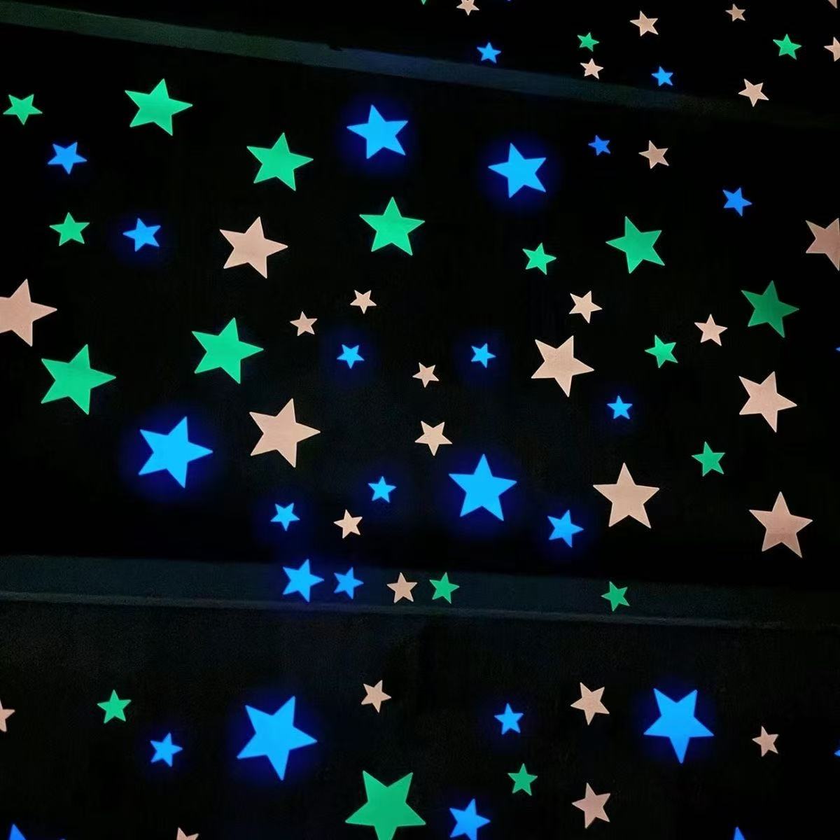 100 Pcs   3D  Luminous Wall Stickers   Star Sticker   Bedroom Home Decor  Glow-in-the-Dark Wall Stickers   Home Decoration  Stars  glow-in-the-dark star stickers 3D 3D wallpaper