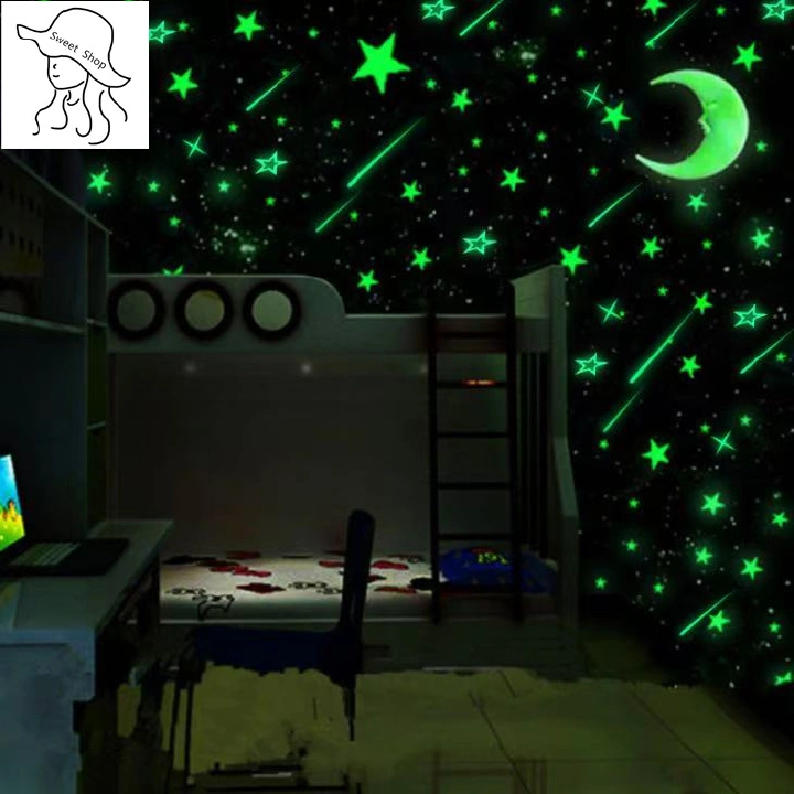 100 Pcs   3D  Luminous Wall Stickers   Star Sticker   Bedroom Home Decor  Glow-in-the-Dark Wall Stickers   Home Decoration  Stars  glow-in-the-dark star stickers 3D 3D wallpaper