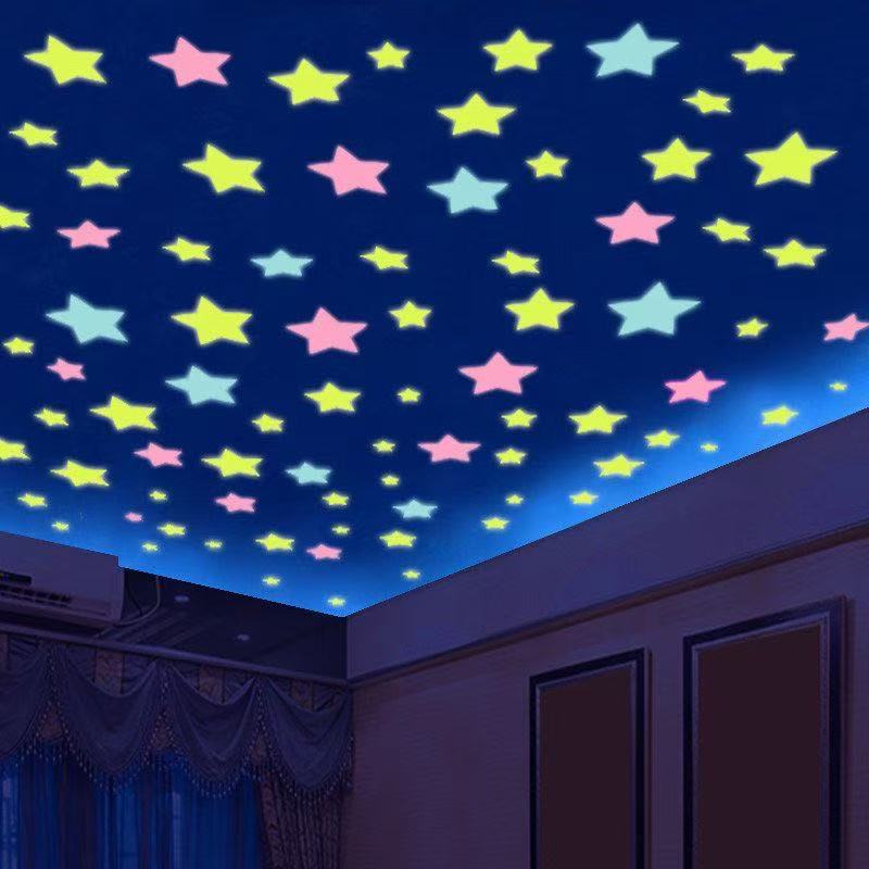 100 Pcs   3D  Luminous Wall Stickers   Star Sticker   Bedroom Home Decor  Glow-in-the-Dark Wall Stickers   Home Decoration  Stars  glow-in-the-dark star stickers 3D 3D wallpaper