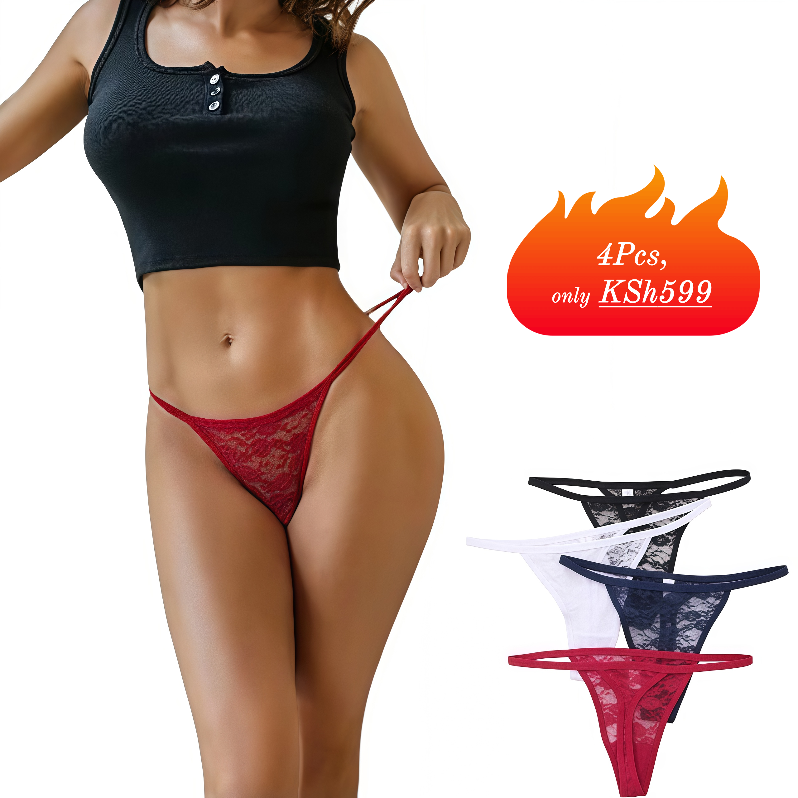 4Pcs Fashion Women's low-rise panties solid color thong Girls Invisible briefs underwear clothing Ladies super soft Hollow out lace panties