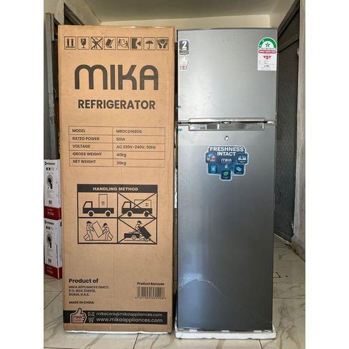 Mika 168L Double Door Fridge - Silver, Direct Cool, Lockable, Toughened Glass Shelves,MRDCD168LSD