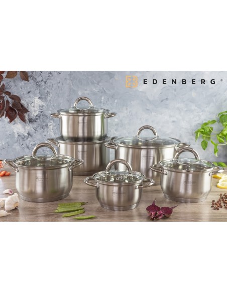 Edenberg Stainless Steel Luxury cookware Set 12 Piece - Equipped With 5-Layer Bottom!
