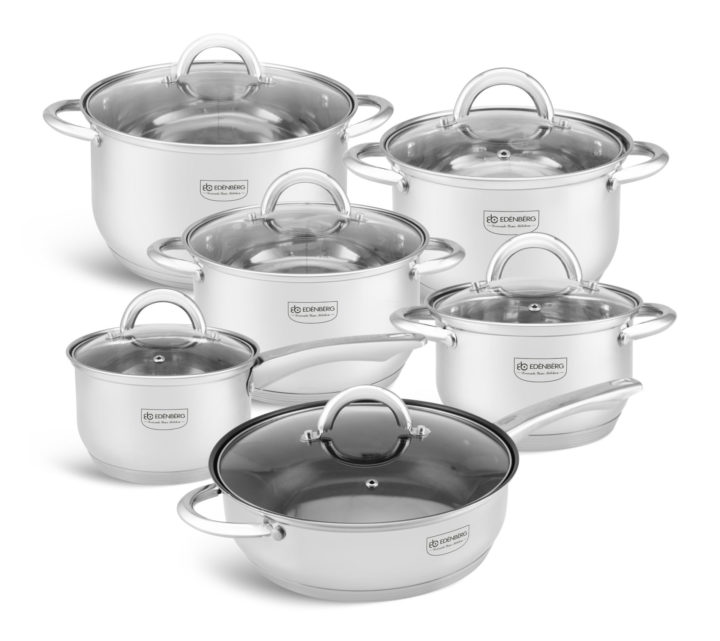 EDENBERG STAINLESS STEEL Cookware set 12 pcs CODE;EB-4001M