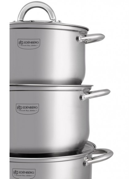 Edenberg Stainless Steel Luxury cookware Set 12 Piece - Equipped With 5-Layer Bottom!