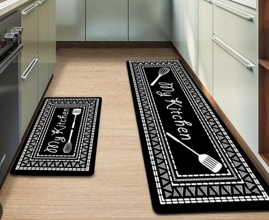 High quality HEAVY grip Rubber underside floor  2pcs set  3D kitchen mat  NON SLIP

Size: 40*60cm
40*120cm