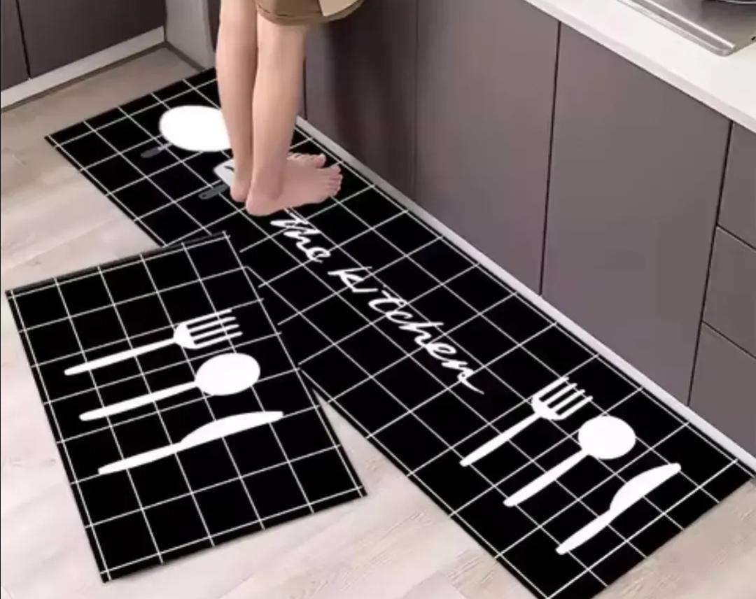 High quality HEAVY grip Rubber underside floor  2pcs set  3D kitchen mat  NON SLIP

Size: 40*60cm
40*120cm