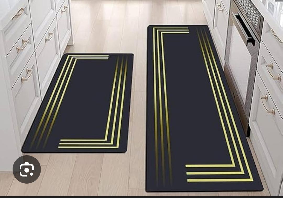 High quality HEAVY grip Rubber underside floor  2pcs set  3D kitchen mat  NON SLIP

Size: 40*60cm
40*120cm