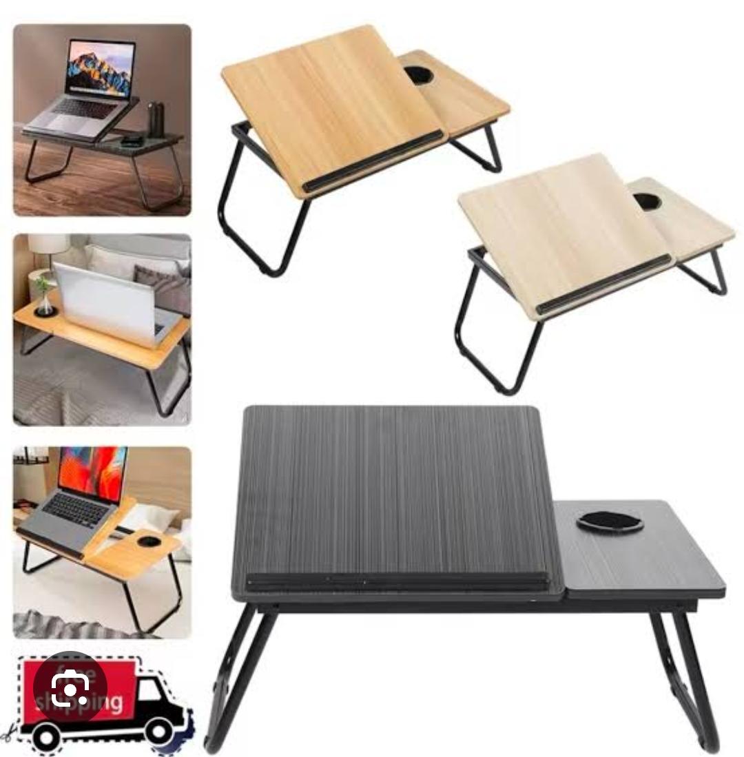 🎯Wooden profile 5 levels Adjustable angle foldable study table or laptop table with cup slot now available